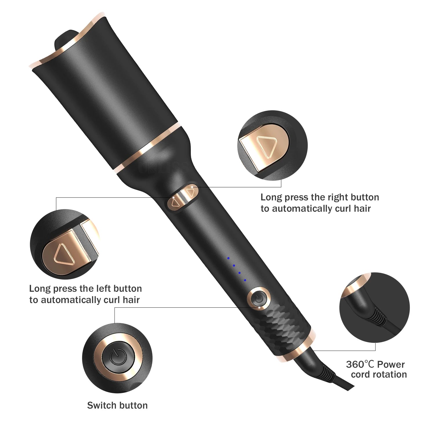 Automatic Curling Iron Rotating Professional Curler Styling Tools for Curls Waves Ceramic Curly Magic Hair Curler Beach Waves