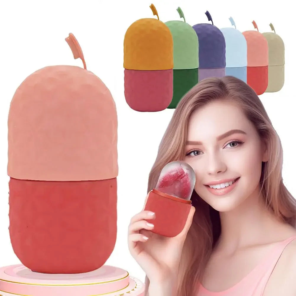 Ice Roller For Face And Eyes Silicone Ice Mold Cooling And Firming Facial Skin Ice Roller Leak-proof Reusable Facial Care Tool