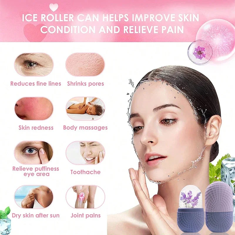 Ice Roller for Face and Eyes, Ice Roller for Face Beauty, Silicone Facial Ice Massage, Reusable Waterproof Skin Care Tool