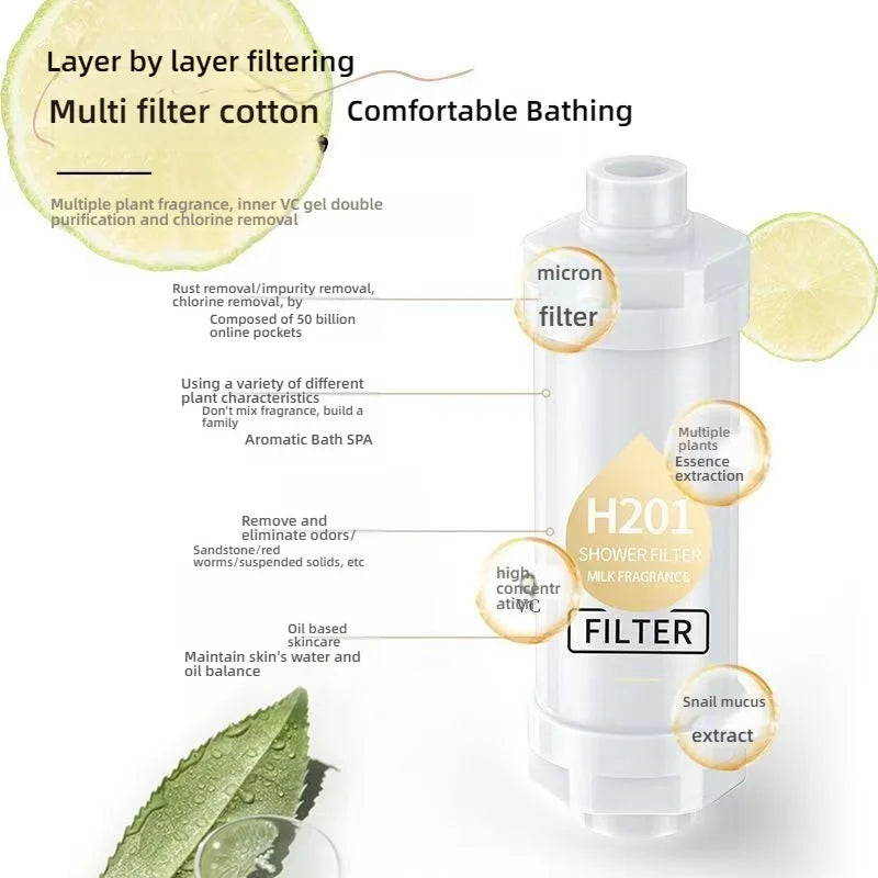 Shower filter contains fragrance, vitamin C softener, hard water purifier to remove residual chlorine, bathroom accessories