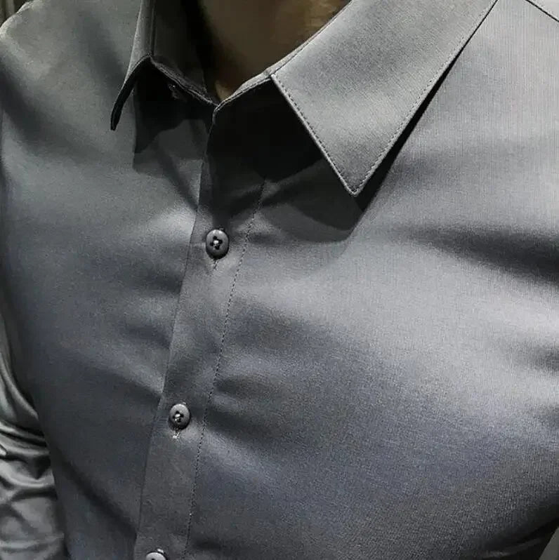 Clothes Business Male Top Plain with Print Men's Shirt and Blouse White Long Sleeve Elegant Hipster Silk Designer Cheap Brand I