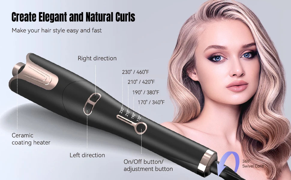 LESCOLTON Automatic Curling Iron Innovative Large Curl Professional Hair Curler Automatic Curling Hair Styling Tool for All Ages