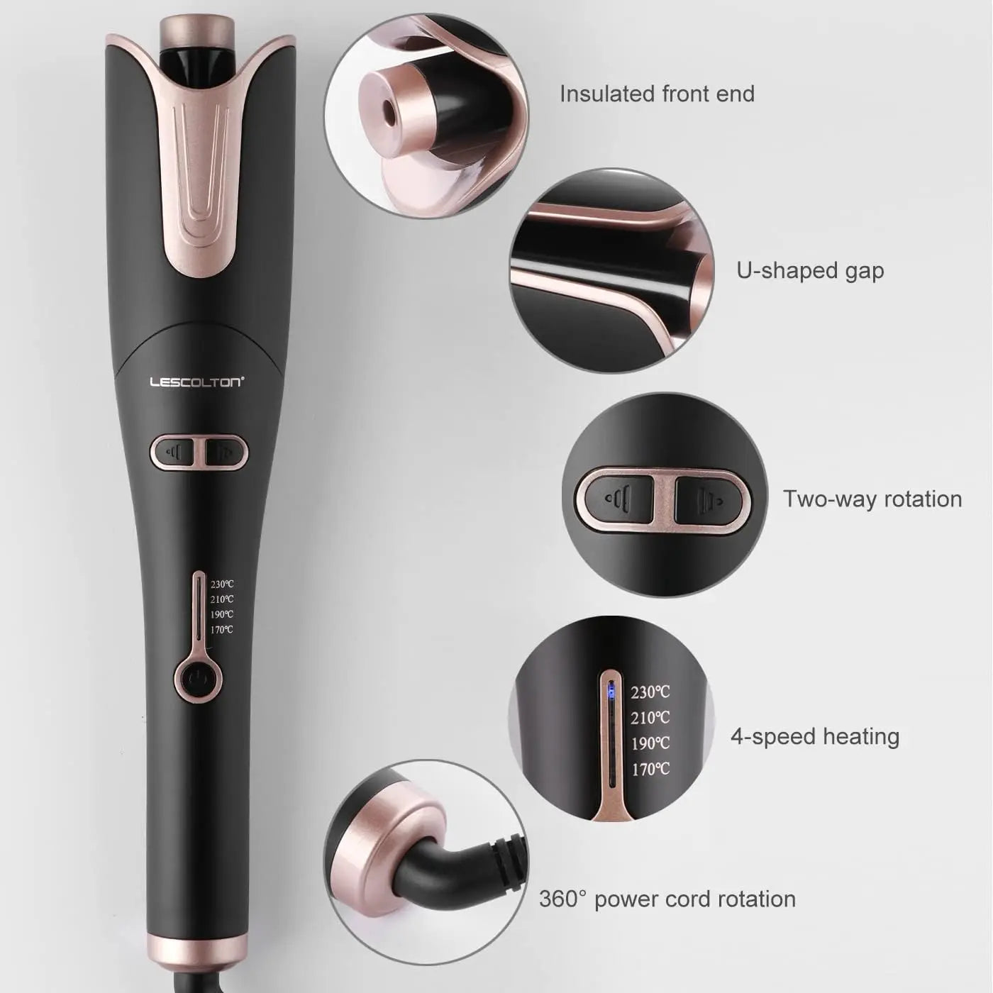 LESCOLTON Automatic Curling Iron Innovative Large Curl Professional Hair Curler Automatic Curling Hair Styling Tool for All Ages