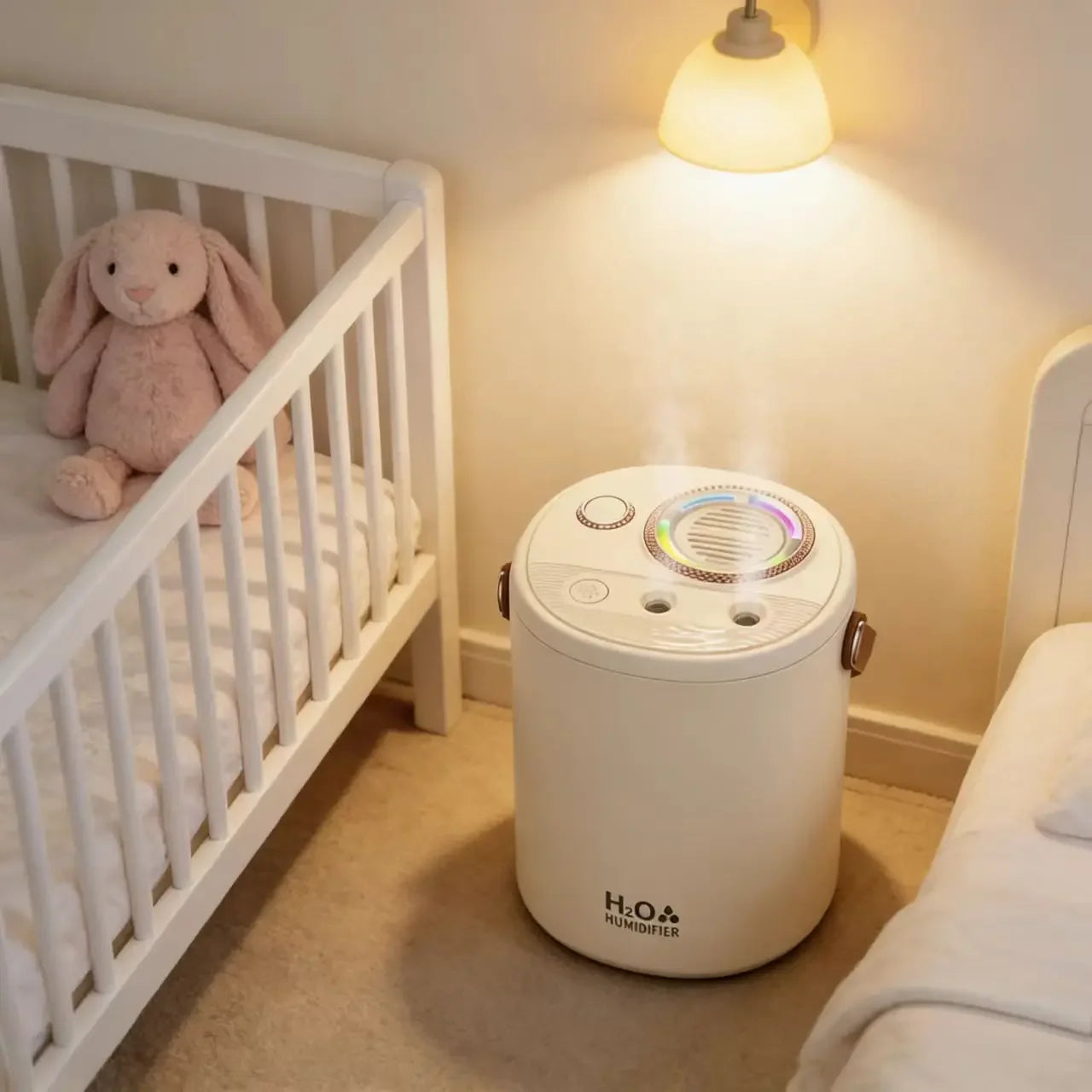 New Humidifier with USB Port Baby & Mom Friendly Ultra-Quiet Large-Capacity Water Tank Constant Humidity & Hydration for Bedroom
