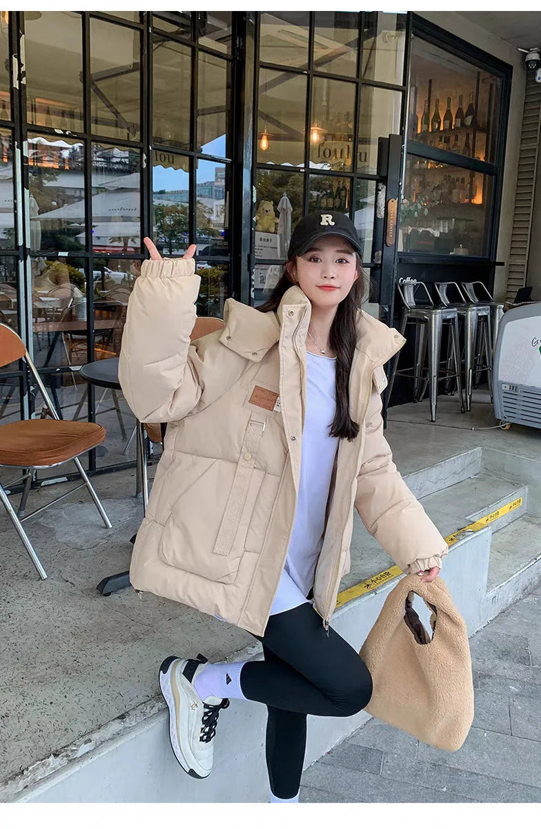 Cotton Clothing Women's 2025 Bread Clothing Short Cotton Clothing Autumn Winter Jacket Thickened Hooded Light and Warm