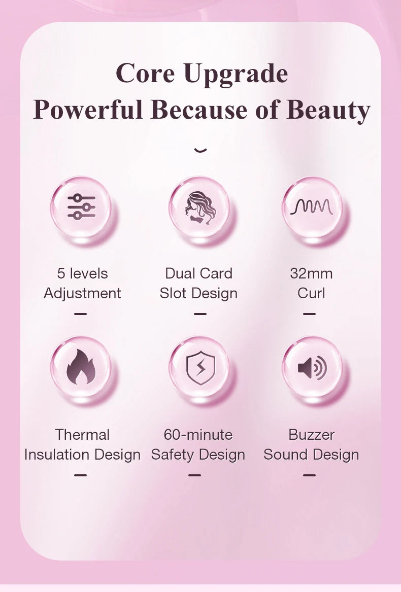 Automatic Curling Iron 32 mm Big Roll Anion Ceramic Hair Curler 4-Speed Adjustable Fast Heating Fashion Styling Tools