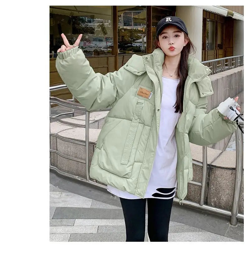 Cotton Clothing Women's 2025 Bread Clothing Short Cotton Clothing Autumn Winter Jacket Thickened Hooded Light and Warm
