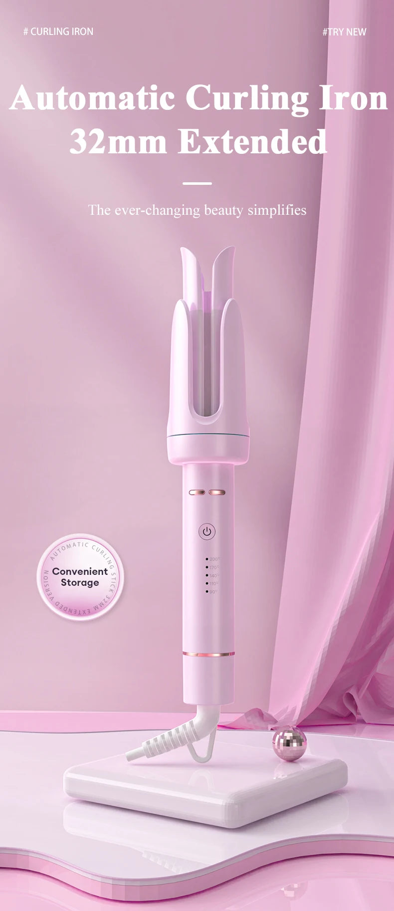 Automatic Curling Iron 32 mm Big Roll Anion Ceramic Hair Curler 4-Speed Adjustable Fast Heating Fashion Styling Tools