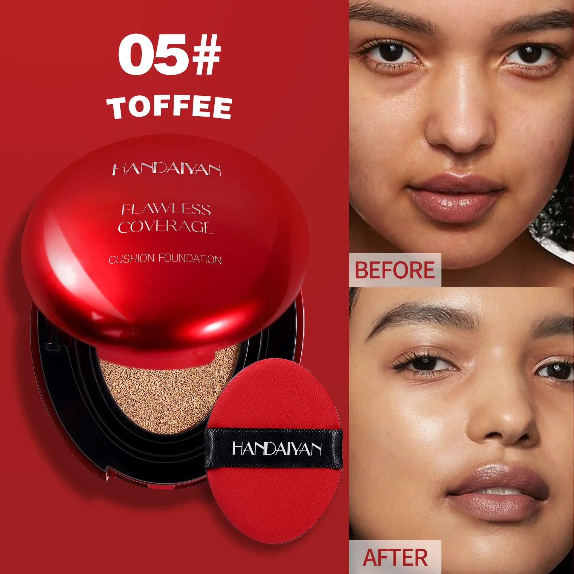 Korean Air Cushion Foundation - Light Natural Moisturizing Concealer Whitening Oil-Control Women's Long-lasting Makeup Base