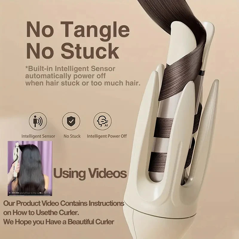 Automatic curling iron, 28 mm barrel, 4 temperature modes, negative ion generator, smart timer and sensor（U.S. Plugs）