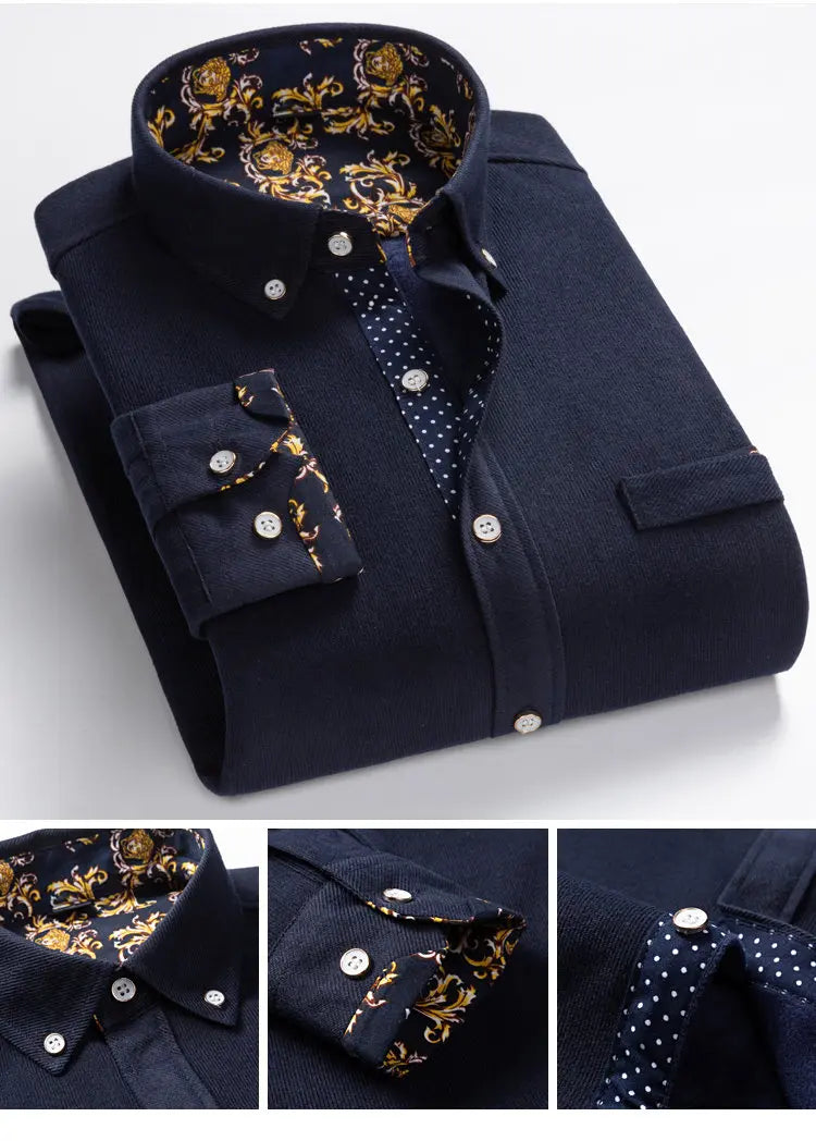 Mens Clothing Shirt For Men Long Sleeve Casual Shirt Winter Camisas Blouse Men's Streetwear Autumn Streetdress Thick Hombre