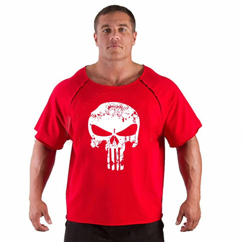Men's Clothes Bodybuilding Clothing Casual Oversized T-shirt Male Loose Vintage Cotton Summer Top Breathable Tops Running Gym