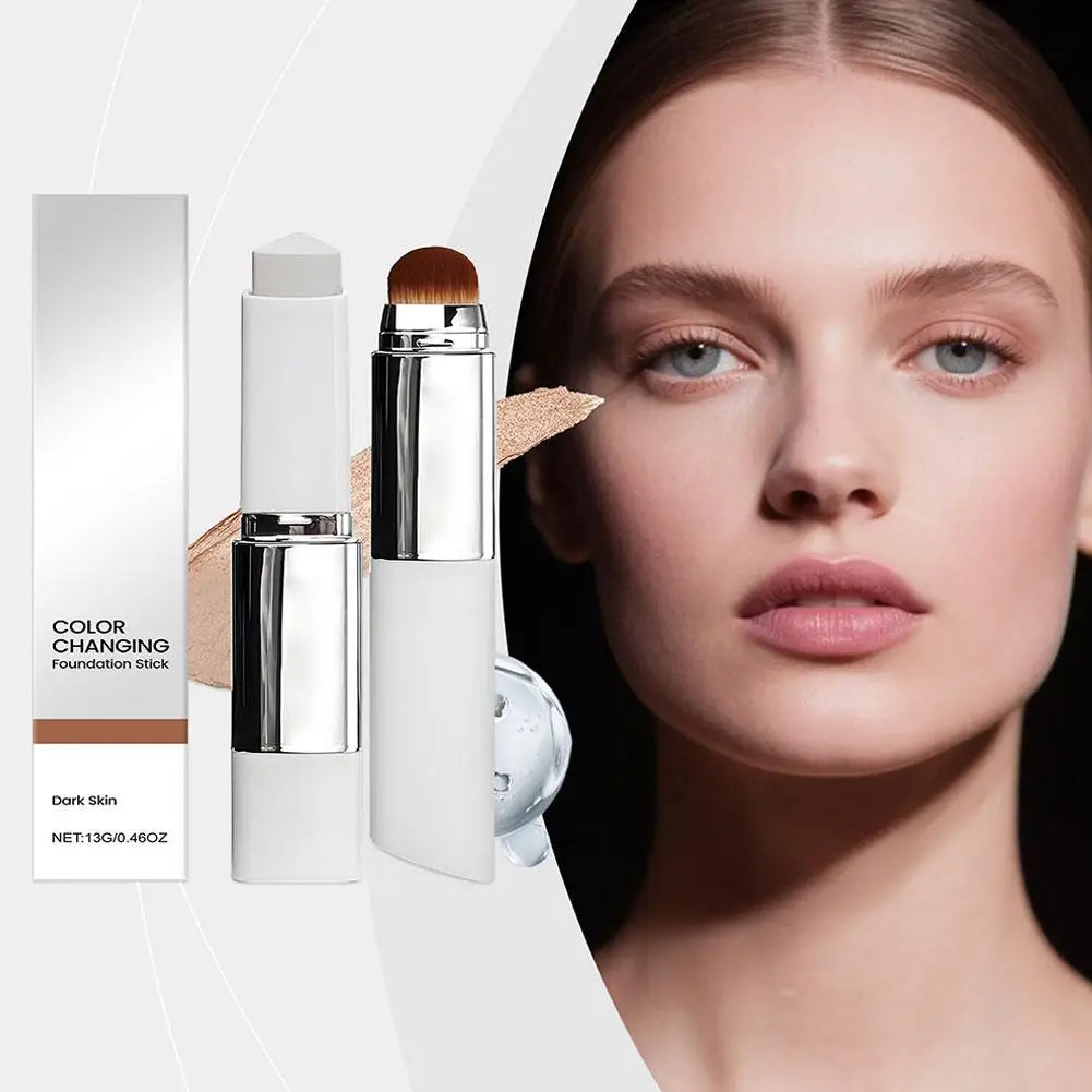 Korean Foundation Make-Up Stick Double Head with Brush Lightweight Brighten Matte Liquid Base Sweat-Resistant Cosmetics