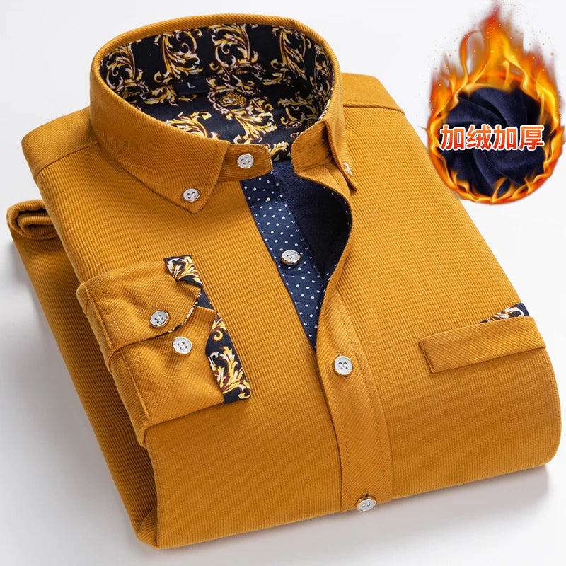 Mens Clothing Shirt For Men Long Sleeve Casual Shirt Winter Camisas Blouse Men's Streetwear Autumn Streetdress Thick Hombre