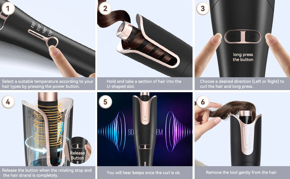 LESCOLTON Automatic Curling Iron Innovative Large Curl Professional Hair Curler Automatic Curling Hair Styling Tool for All Ages