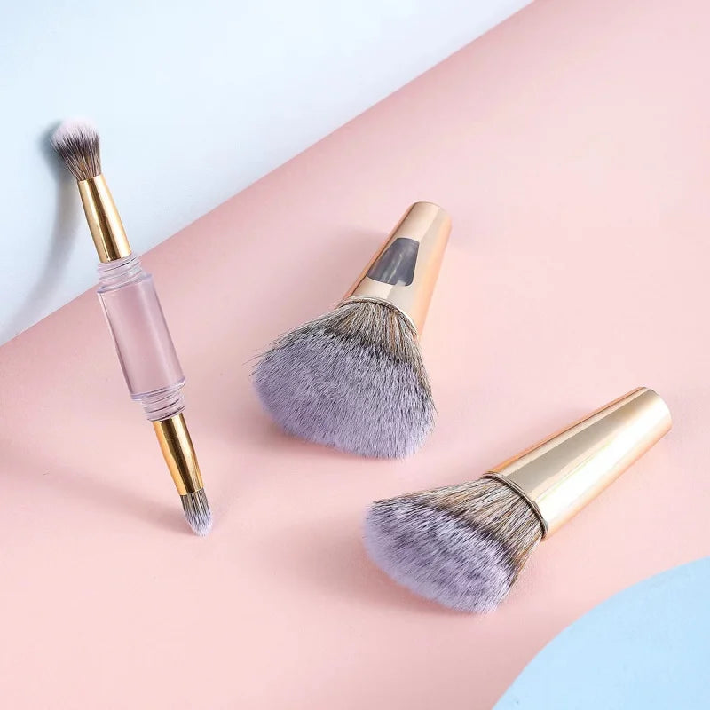 Dual-head four-in-one makeup brush, multifunctional foundation brush, blush brush, detachable beauty tool