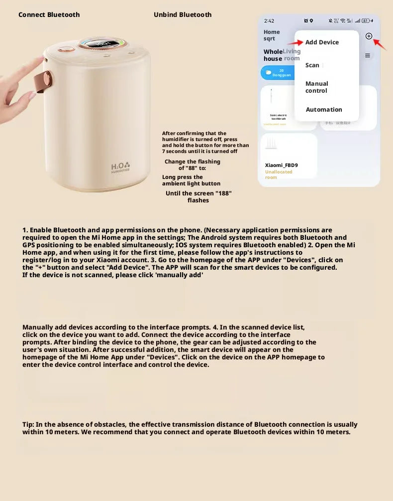 New Humidifier with USB Port Baby & Mom Friendly Ultra-Quiet Large-Capacity Water Tank Constant Humidity & Hydration for Bedroom
