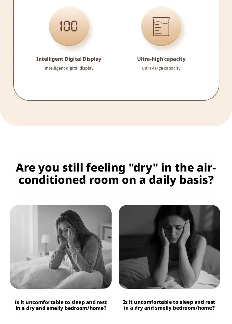 New Humidifier with USB Port Baby & Mom Friendly Ultra-Quiet Large-Capacity Water Tank Constant Humidity & Hydration for Bedroom