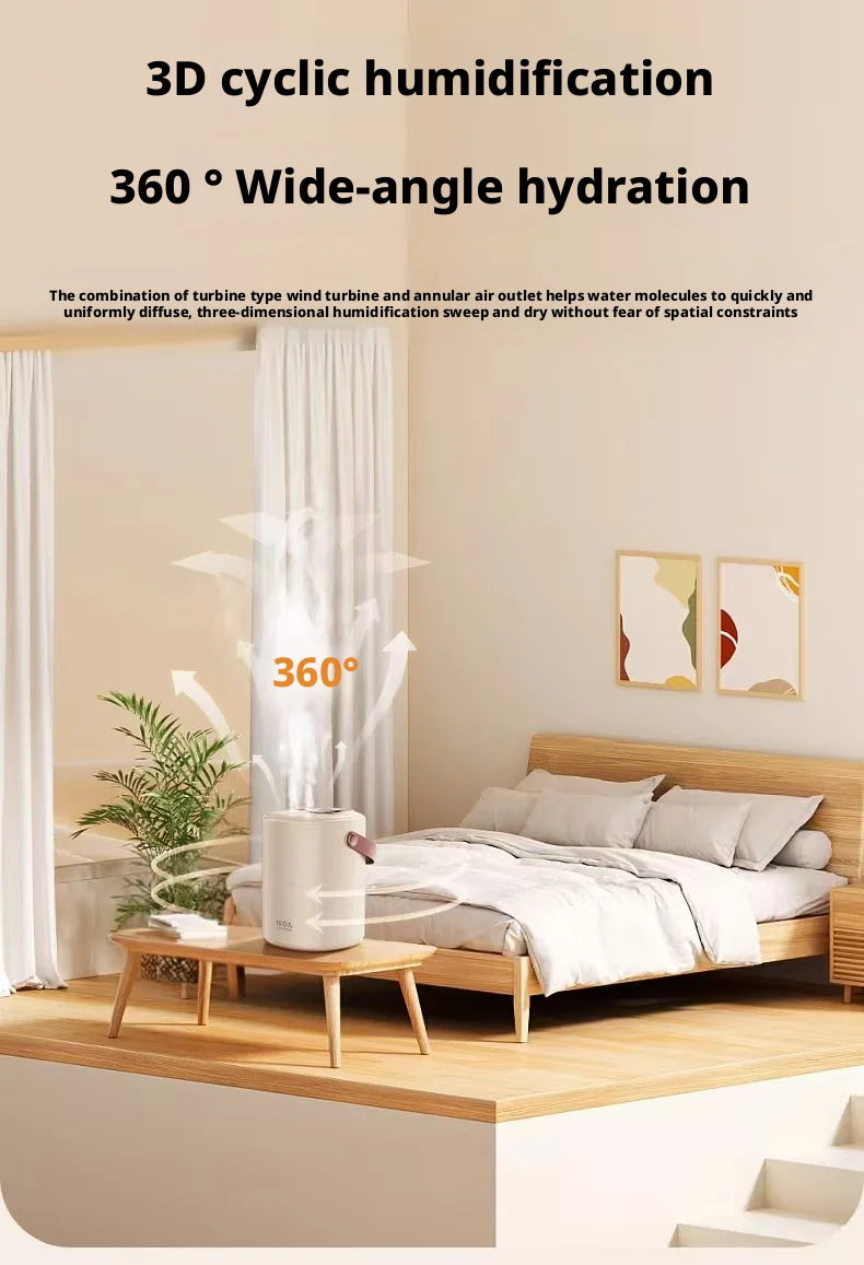 New Humidifier with USB Port Baby & Mom Friendly Ultra-Quiet Large-Capacity Water Tank Constant Humidity & Hydration for Bedroom