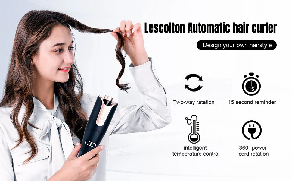 LESCOLTON Automatic Curling Iron Innovative Large Curl Professional Hair Curler Automatic Curling Hair Styling Tool for All Ages