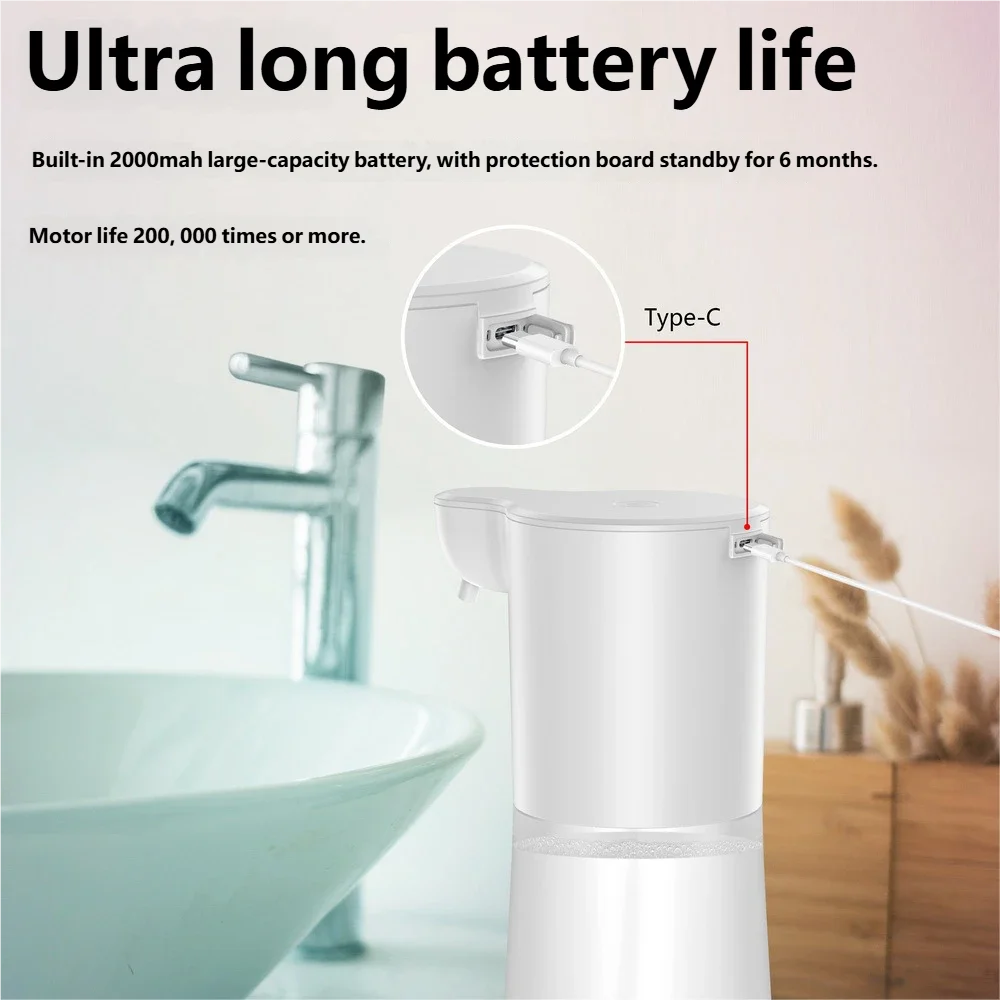 HOMEFISH Smart Sensor Automatic Soap Dispenser 350ml USB Charging Contactless Soap Foam Dispenser Hand Sanitizer Machine