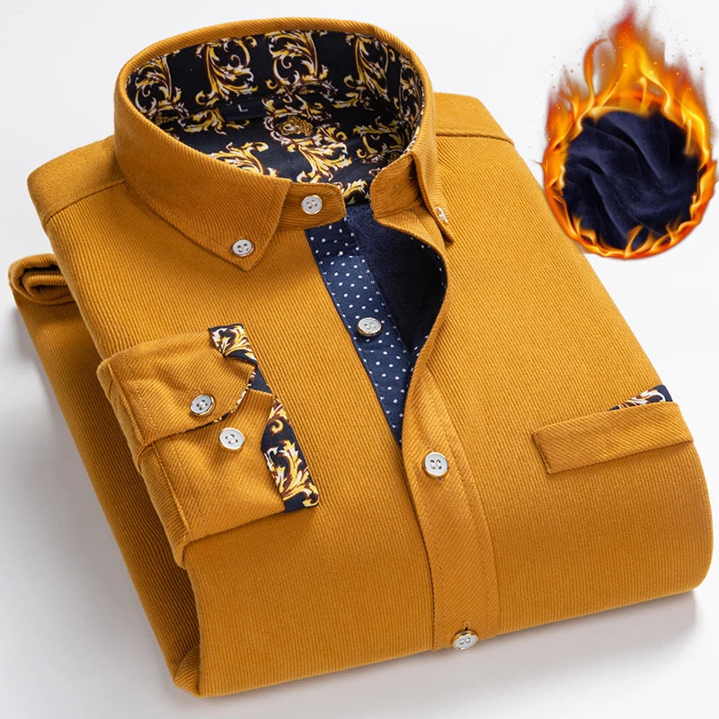 Mens Clothing Shirt For Men Long Sleeve Casual Shirt Winter Camisas Blouse Men's Streetwear Autumn Streetdress Thick Hombre